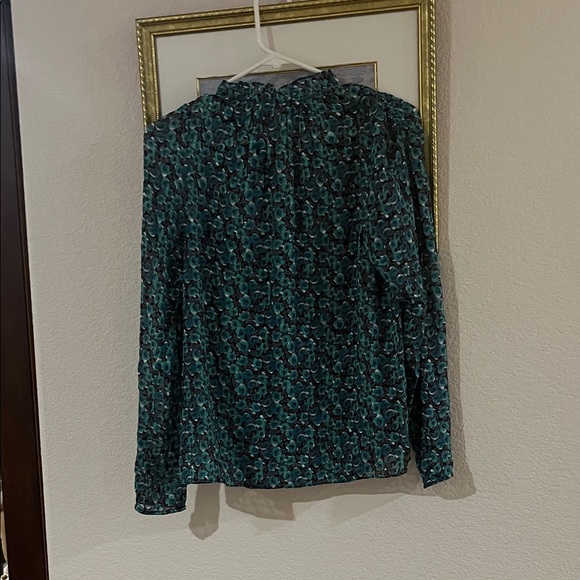 Rebecca Taylor Teal and Black Patterned Blouse - Picture 4 of 4